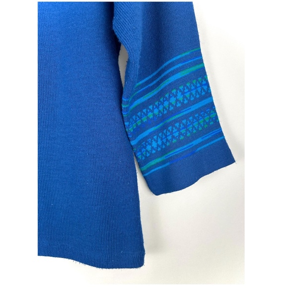 Vintage 1960’s Square Boat Neck Tunic Sweater Top in Blue • MCM - Bell Sleeve - Picture 6 of 7